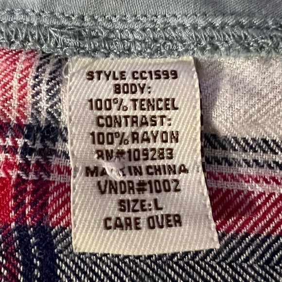 𝅺VINTAGE Havana Sleeveless Button Down Shirt with Plaid on back Size Large EUC - Picture 5 of 5